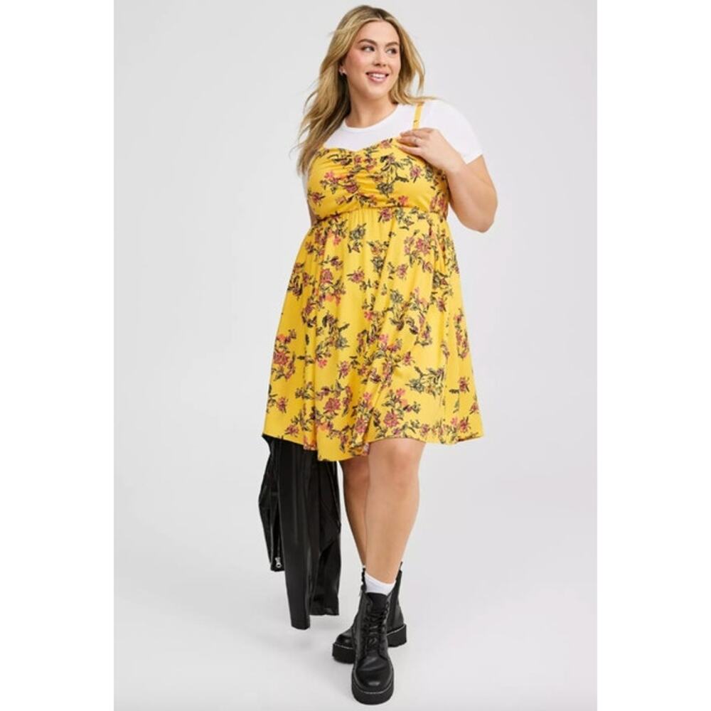 2/$30 TORRID Mini Dress Size 1X / Size 1 Mini Challis Skater - Picture 11 of 11